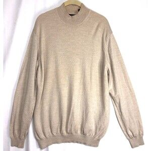 John Ashford 100% Extra Fine Italian Merino Wool Mock Neck Sweater Sz XL Tall